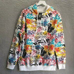 Eighty Eight Mens Hoodie Graphic Graffiti Multicolored Skull Drip